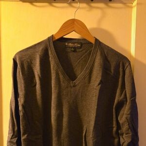 Classic V-Neck Sweater in Charcoal Gray